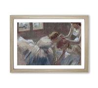 Three Ballet Ballerina Dancers Preparing by Edgar Degas Framed Print | A2 Oak Framed Wall Art | Ready to Hang | Modern Nature Picture | Living Room Bedroom Lounge Office