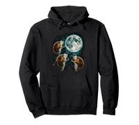 Three Beagles Under Moon Canine Night Scene Pullover Hoodie