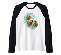 Three Bearded Dragons Howling at The Moon tie dye Green Raglan Baseball Tee