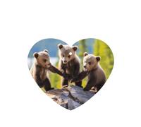Three Bears Playing Pattern Car Air Fresheners 4 Pcs Heart Shape Hanging Aromatherapy Tablets Scented Fresheners For Bedroom Bathroom