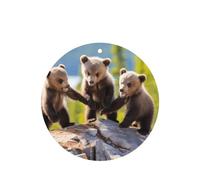Three Bears Playing Pattern Car Air Fresheners 4 Pcs Round Shape Hanging Aromatherapy Tablets Scented Fresheners For Bedroom Bathroom