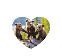Three Bears Playing Pattern Car Air Fresheners 6 Pcs Heart Shape Hanging Aromatherapy Tablets Scented Fresheners For Bedroom Bathroom