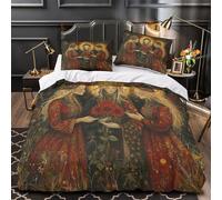 Three Beautiful Mothers 3D Print Duvet Cover Red Sunflowers Ready for The Holiday 3 Piece Quilt Covers Bedding with Zipper Closure,with Pillowcase Microfiber for Boys Girls Adult Super King（260x220cm）