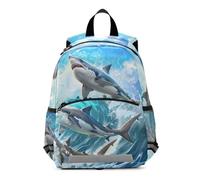 Three Beautiful Sharks Jumped Over The Waves Kids Backpack for Toddlers, Kid's Backpack for Boys Girls, Kindergarten Preschool Nursery Travel Bag