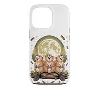 Three Beavers Howling at the Moon Wildlife Lover Case for iPhone 13 Pro