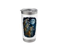 Three Bengal Tigers Howling At The Moon 3 Tiger's Moon Stainless Steel Insulated Tumbler