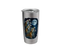 Three Bengal Tigers Howling At The Moon 3 Tiger's Moon Stainless Steel Insulated Tumbler