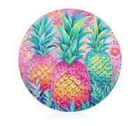 Three Big Pineapples Cutting Board for Restaurant, Tempered Glass Chopping Board for Kitchen, Round Board for Countertop, Non-Slip Vegetable Cutting Boards for Hotel, 7.9 In