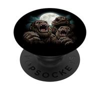 Three Bigfoot Moon Howling Sasquatch Cryptids PopSockets Adhesive PopGrip