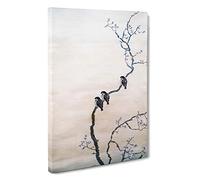 Three Birds on a Branch by Hishida Shunso Canvas Print | Gallery Wrapped 30mm Frame Wall Art | 30x20 inches | Ready to Hang | Modern Bird Picture | Living Room Bedroom Lounge Office