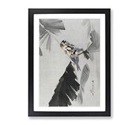 Three Birds On A Branch By Watanabe Seitei Asian Japanese Framed Print | A2 Black Framed Wall Art | Ready to Hang | Asian Nature Picture | Living Room Bedroom Lounge Office