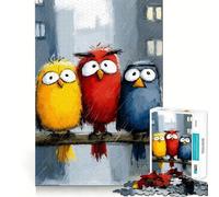 Three Birds on A Rainy Day Jigsaws 1000 Pieces for Adults Brain Challenge Toy Peaceful Time Clear Cut Art Collectible (38x26cm)