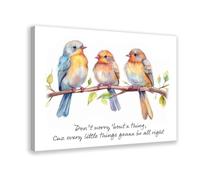 Three Birds Watercolor Canvas Poster Bedroom Decor Landscape Office Room Decor Gift 20x30inch(50x75cm)
