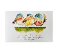 Three Birds Watercolour Inspirational Quotes Art Canvas Poster Bedroom Decor Landscape Office Room Decor Gift 16" L X 24" W