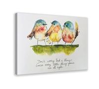 Three Birds Watercolour Inspirational Quotes Art Canvas Poster Wall Art Decor Print Picture Paintings for Living Room Bedroom Decoration 20" L X 30" W