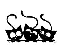 Three Black Cat Wall Art Metal Wall Decor Black Cat Sculpture Living Room Patio Garden Silhouette For Animal Lover Gifts Minimalist Office Indoor Outdoor Home Decoration Hollow Iron Art 12x7.5inch