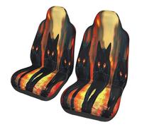 Three Black Cats on the Street Car Seat Covers Front Seats Only for Women Men Seat Covers w/Organizer Pocket for SUV Truck Sedan Cars