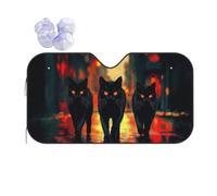 Three Black Cats On The Street Car Windshield Sun Shade, Accordion Foldable Auto Sun Visor Protector For Car Truck Suv, Uv & Sun Blocker, Keeps Vehicle Cool, Easy To Install & Store M (Stiff Style)