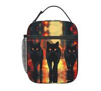 Three Black Cats On The Street Lunch Box- Reusable Thermal Tote with 3-Layer Insulation, Leakproof & Easy to Clean - Lunch Box for Office, Gym, Picnic