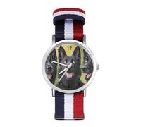 Three Black German Shepherd Dogs Classic Braided Strap Watches for Women Trendy Quartz Watch