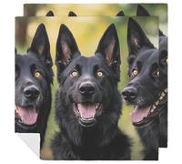 Three Black German Shepherd Dogs Printed Cloth Napkins Washable Reusable Table Decorative Napkin for Parties Weddings 2 PCS