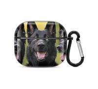 Three Black German Shepherd Dogs Trendy Bluetooth Earbuds Protector Printed Wireless Earbud Case Covers Compatible with Airpods 3