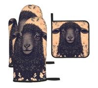 Three Black Sheep Heat Resistant Colorful Kitchen Gloves Hot Pads, Cute Baker Stuff, Kitchen Gifts For Cooking Lover Cooks Mom