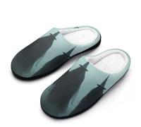 Three Black Witches Cotton Women's Slip-on Slippers Winter Warm House Shoes with Rubber Sole for Home Office Hotel