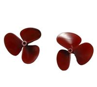 Three-Blade Full Immersion Propeller Set for Large Boats, 100mm Diameter, 5mm Hole, Red Left & Right Hand, High-Strength Nylon & Fiberglass
