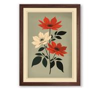 Three Blooms Botanical Framed Wall Art Print A2 (59.4×42cm) Walnut, Wall Decor for Living Room, Bedroom, Office & Home, Ready to Hang, Art Gift