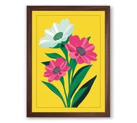 Three Blooms Botanical Framed Wall Art Print A4 (29.7×21cm) Walnut, Wall Decor for Living Room, Bedroom, Office & Home, Ready to Hang, Art Gift