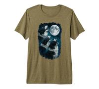 Three Border Collie Howling at The Moon 3 Border Collie Moon Premium T-Shirt