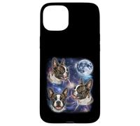 Three Boston Terrier Moon 3 Dogs Funny Cursed Howling Meme Case for iPhone 15 Plus