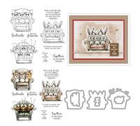 Three Brothers On The Sofa Stamps and Die Cuts for Card Making Animal Transparent Silicone Clear Stamp and Metal Cutting Dies Sets for DIY Scrapbooking Paper Crafting Seals Decorative Supplies
