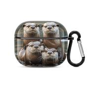 Three Brown Otters Bluetooth Earbuds Case Cover Full Body Shockproof Protection Hard Case Support Wireless Charging with Keychain Personalized Gift for AirPods 3