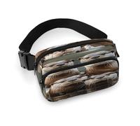 Three Brown Otters Fanny Pack Belt Bag with Adjustable Strap Fashion Waist Bag for Outdoor Sports Hiking, white, 20x13cm, Full Printed Waist Bag
