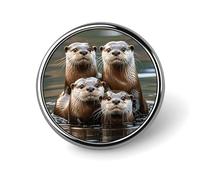 Three Brown Otters Lapel Pin for Men French Bulldog Fashion Brooch Pin -Cute Enamel Badges, Aluminum Alloy Metal Pinback for Hats, Shirts, Bags, Jackets & Accessories (1 Inch Round Button Pins)