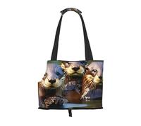 Three Brown Otters print Puppy Carrier Dog Walking Bags Pets Dogs Carrier Bags for small Dogs and Cat and Rabbit