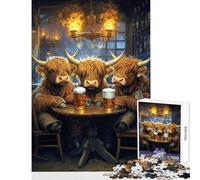 Three Bulls at The Bar Jigsaw 1000 Pieces for Teenagers Improve Overall Mental Performance Mindful Soothing Leisure Game (38x26cm)