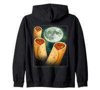 Three Burrito Moon | Funny 3 Howling food Cursed Meme Zip Hoodie