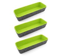 Three by Three Seattle Felt·Like·It! 10.5 x 3.5 Inch Felt Storage Bin for Office, Craft Room, Classroom, Living Room, Bedroom Storage, 3 Pack (Spring Green)