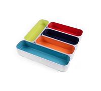 Three by Three Seattle Large Metal Stacking Drawer Organizers - 5-Piece Set (2-Inch Deep, Food-Safe, Multi-Sized Bins with Protective Base) - Ideal for Kitchen Drawer Organization