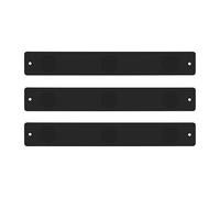 Three by Three Seattle Mini Magnetic Strip Bulletin Board (3-Pack) - 14″ × 2″ Metal Magnetic Display Board with 12 Rare-Earth Magnets Each - Mount Horizontally or Vertically (Black)