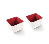 Three by Three Seattle Tapered Felt Storage Bins 2 Pack - 5x5 Drawer & Shelf Organizer, Recycled Felt Storage Basket, Soft Modular Storage for Closet, Office, Bedroom (Cream/Red)