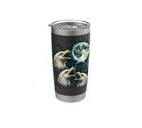 Three Calling Bald Eagles Under Full Moon Stainless Steel Insulated Tumbler