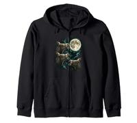 Three Calling Donkeys Beneath Full Moon Zip Hoodie