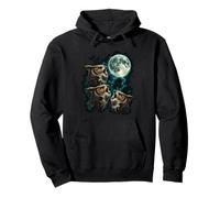 Three Calling Owls Under Full Moon Sky Pullover Hoodie