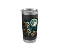 Three Calling Owls Under Full Moon Sky Stainless Steel Insulated Tumbler