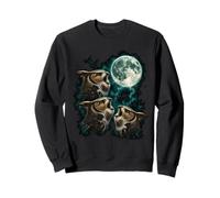 Three Calling Owls Under Full Moon Sky Sweatshirt
