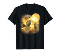 Three capybara Howling At The Moon yellow tie dye T-Shirt